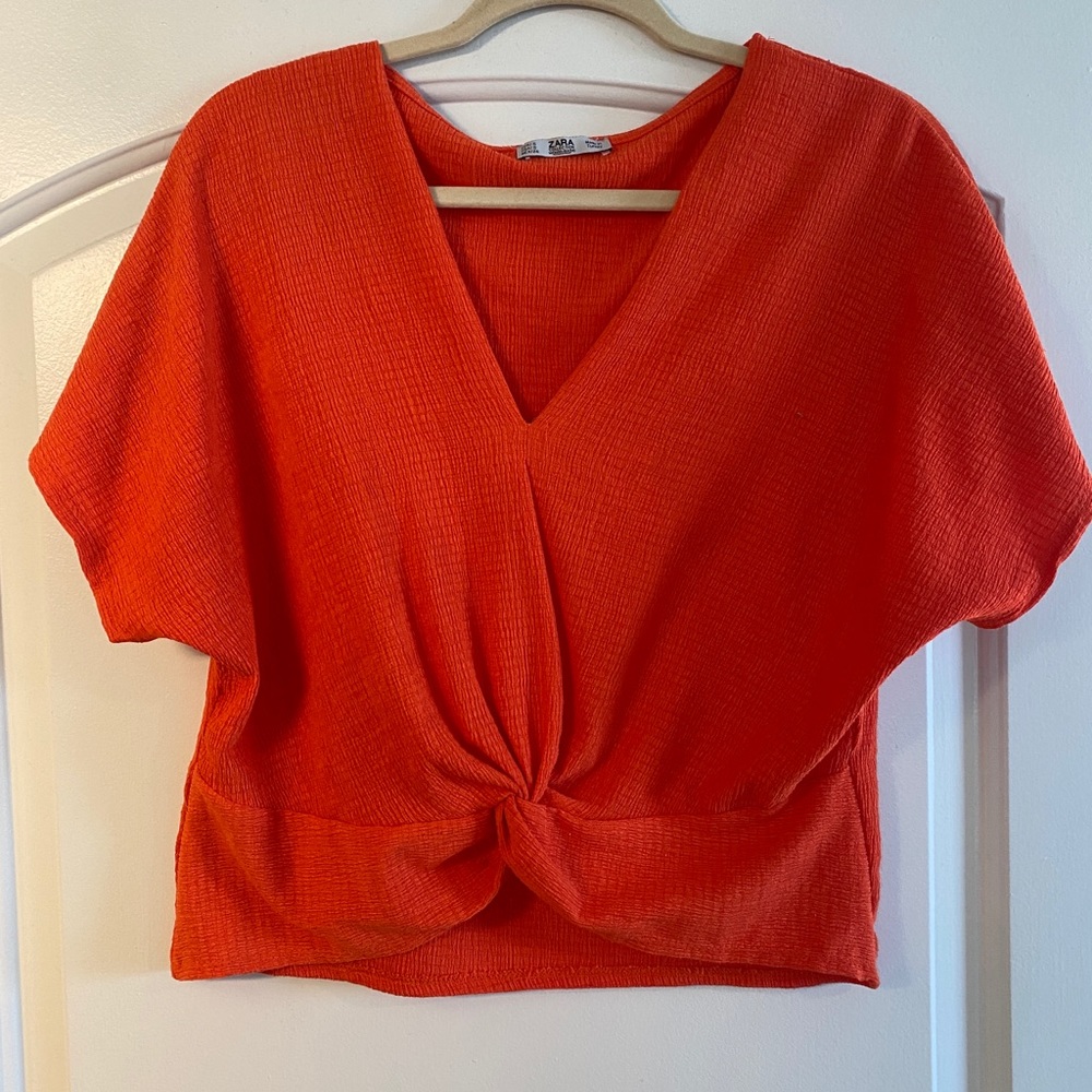 Zara orange top with front knot